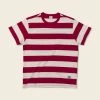 Non Stock Heavyweight Cotton Wide Striped T-Shirt - Red/Apricot TOPS