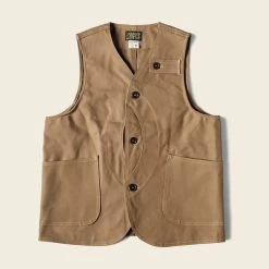 Bronson NEW ARRIVALS 1930s Heavyweight Canvas Game Pocket Hunting Vest - Khaki