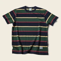 Non Stock TOPS 9.8 Oz IVY Style Striped T-Shirt - Navy/Green
