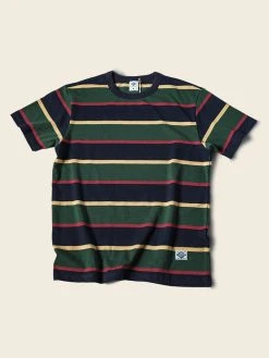 Non Stock TOPS 9.8 Oz IVY Style Striped T-Shirt - Navy/Green
