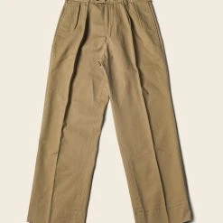Non Stock 1930s IVY Style Double Pleated Chino Trousers - Yellow BOTTOMS