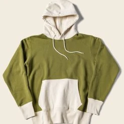 Non Stock NEW ARRIVALS 17.5 Oz Terry Cloth Two-Tone Hoodie - Olive/Apricot