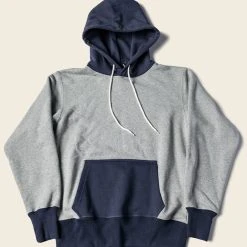 Non Stock 17.5 Oz Terry Cloth Two-Tone Hoodie - Gray/Navy NEW ARRIVALS