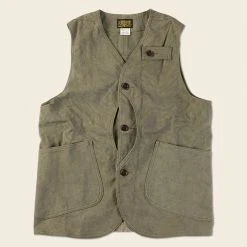 Bronson 1930s Heavyweight Canvas Game Pocket Hunting Vest - Olive