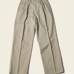 Non Stock BEST SELLERS 1930s IVY Style Double Pleated Chino Trousers - Khaki