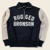 Bronson TOPS Motorcycle Turtle Zip Jersey Overweight Sweater - Black