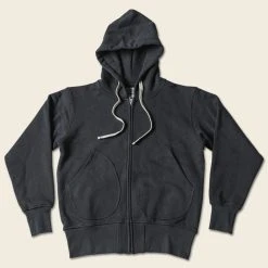 Non Stock 17.5 Oz Terry Cloth Zip-Up Hoodie - Black TOPS