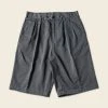 Non Stock Classic Straight Leg Double Pleated Shorts - Gray