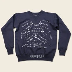 Bronson 1940s USN Anchor & Name Print Training Sweatshirt