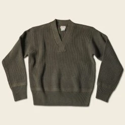 Bronson USAAF Type A-1 V-neck Mechanics Sweater - Olive
