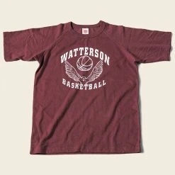 Non Stock Vintage Watterson Basketball Print Raglan Sleeve T-Shirt