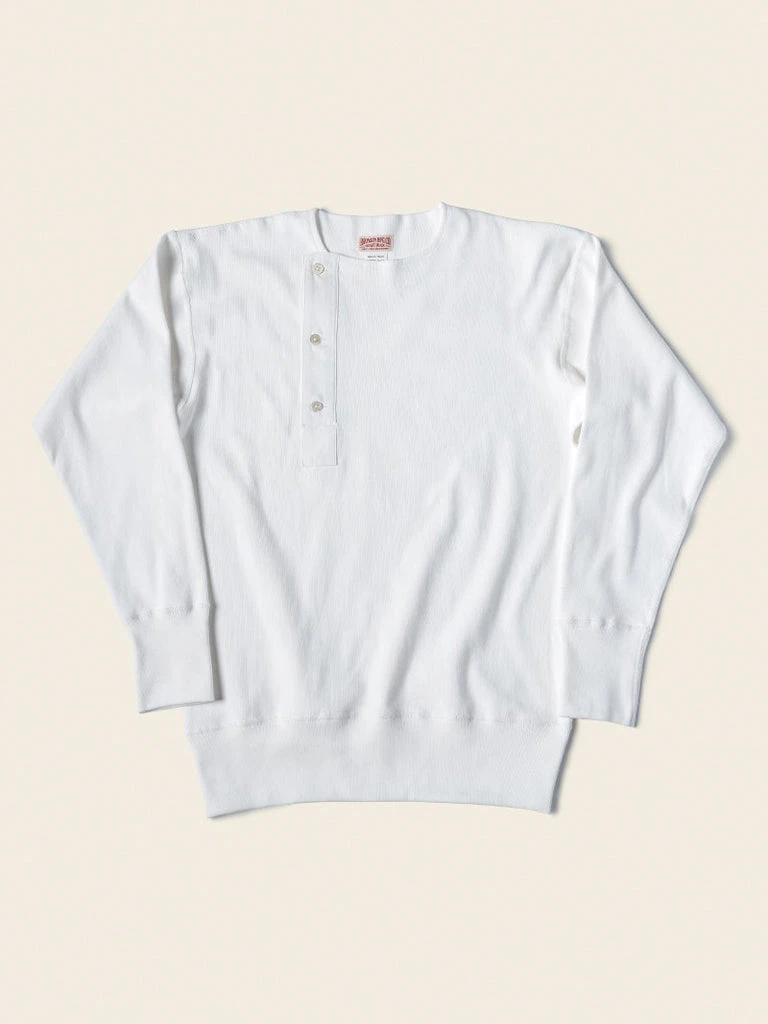 Bronson 14 Oz Side Closing Henley T-Shirt - White Long Sleeve T-Shirts 1 Bronson 14 Oz Side Closing Henley T-Shirt - White Long Sleeve T-Shirts