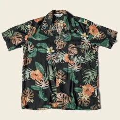 Non Stock Plants & Flowers Pattern Aloha Shirt - Black
