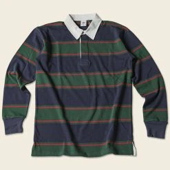 Non Stock Classic Fit Striped Jersey Rugby Shirt - Blackish Green Ivy Stripe TOPS