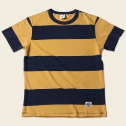 Non Stock Michigan Yellow & Navy Wide Stripe T-Shirt TOPS