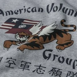 Non Stock Flying Tigers Military Print Sweatshirt - Gray TOPS