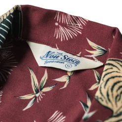 Non Stock Ukiyo-e Tiger & Crane Pattern Aloha Shirt - Wine Red TOPS 19 Non Stock Ukiyo-e Tiger & Crane Pattern Aloha Shirt - Wine Red TOPS