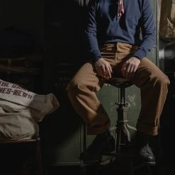 Bronson Vintage Long Sleeve Henley T-Shirt - Navy TOPS