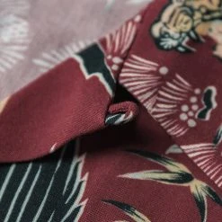 Non Stock Ukiyo-e Tiger & Crane Pattern Aloha Shirt - Wine Red TOPS 20 Non Stock Ukiyo-e Tiger & Crane Pattern Aloha Shirt - Wine Red TOPS