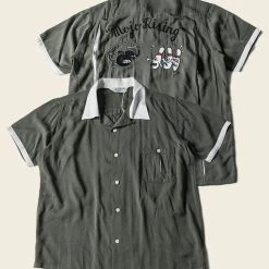 Non Stock TOPS Loose Embroidery Bowling Shirt