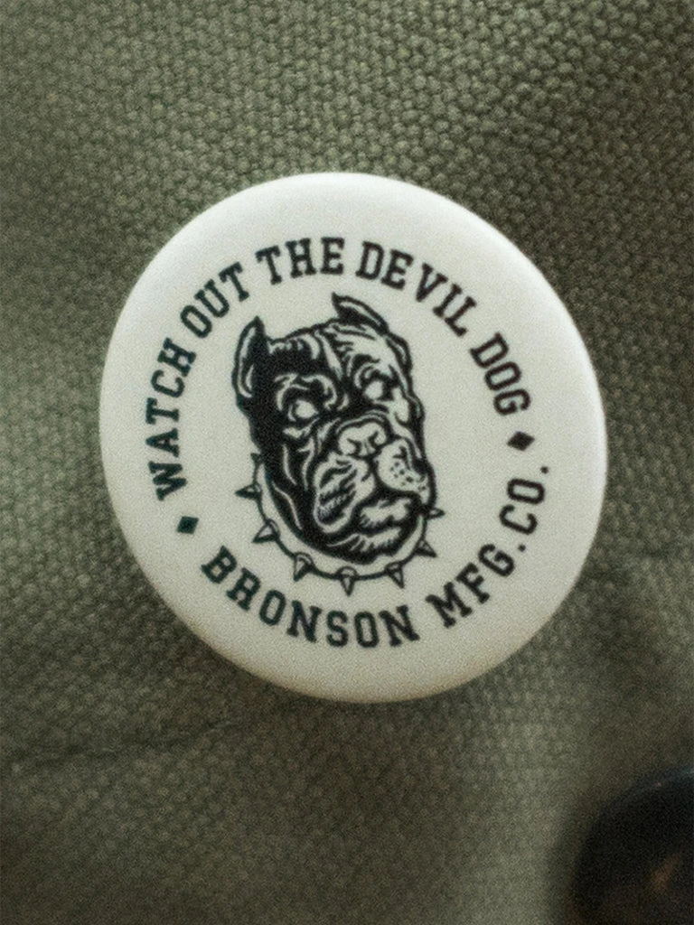 Bronson Vintage Watchdog Pin Button Badge - White 2 Bronson Vintage Watchdog Pin Button Badge - White