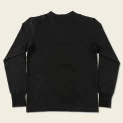 Bronson Vintage Long Sleeve Henley T-Shirt - Black TOPS