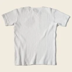 Bronson 11 Oz Vintage Ribbed Cotton Henley T-Shirt - White