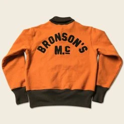 Bronson 1920s Drinking Team Motorcycle Racing Sweatshirt - Orange