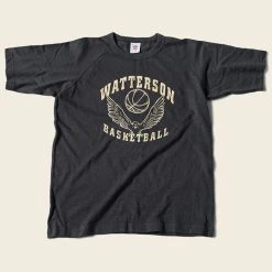 Non Stock Vintage Watterson Basketball Print Raglan Sleeve T-Shirt