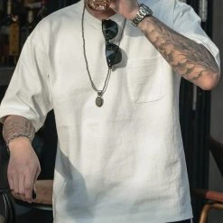 Non Stock NEW ARRIVALS 9.8 Oz Cotton Classic Pocket T-Shirt - White