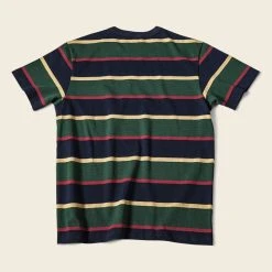 Non Stock TOPS 9.8 Oz IVY Style Striped T-Shirt - Navy/Green