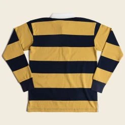 Non Stock TOPS Classic Fit Striped Jersey Rugby Shirt - Yellow And Navy Blue Stripe