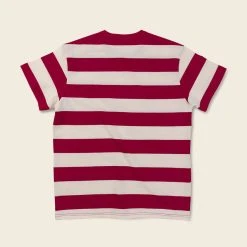 Non Stock Heavyweight Cotton Wide Striped T-Shirt - Red/Apricot TOPS