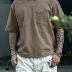 Non Stock 9.8 Oz Cotton Classic Pocket T-Shirt - Khaki