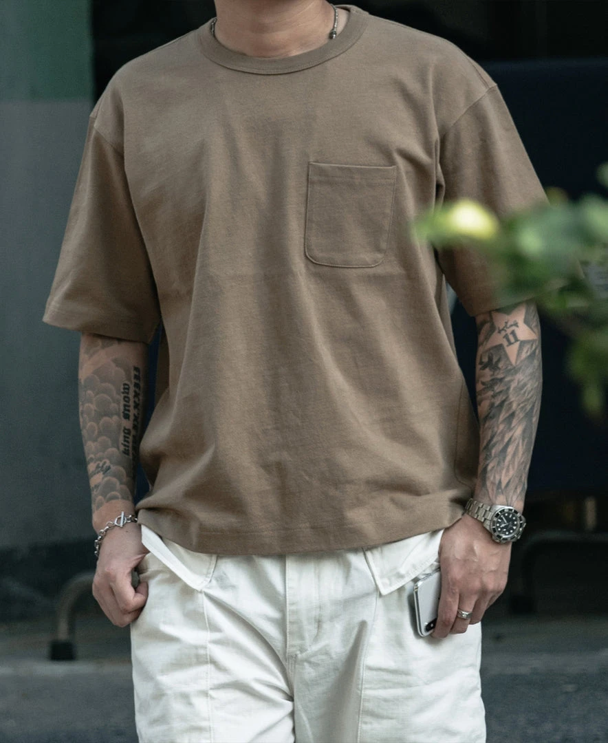 Non Stock 9.8 Oz Cotton Classic Pocket T-Shirt - Khaki 2 Non Stock 9.8 Oz Cotton Classic Pocket T-Shirt - Khaki