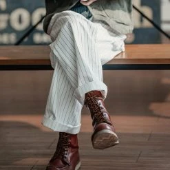 Bronson NEW ARRIVALS Lot 952 HBT Striped Mechanic Pants - White