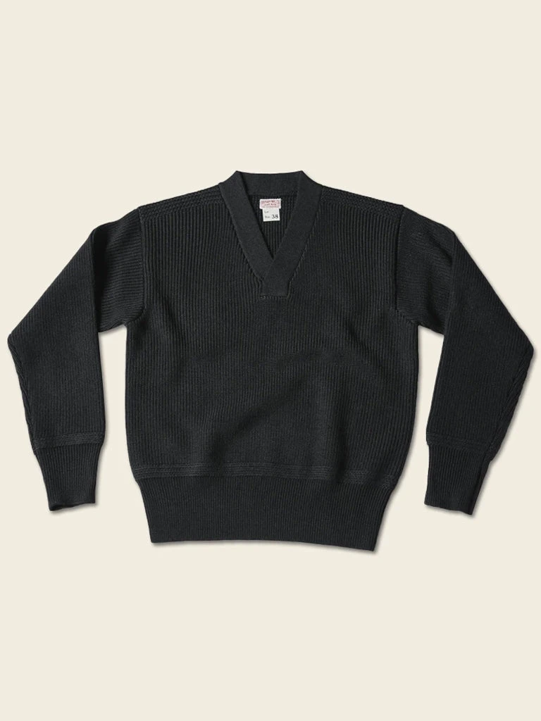 Bronson USAAF Type A-1 V-neck Mechanics Sweater - Black TOPS 1 Bronson USAAF Type A-1 V-neck Mechanics Sweater - Black TOPS