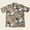 Non Stock Ukiyo-e Tiger & Crane Pattern Aloha Shirt - Khaiki