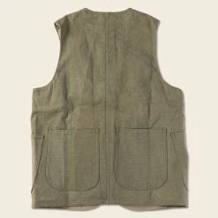 Bronson 1930s Heavyweight Canvas Game Pocket Hunting Vest - Olive