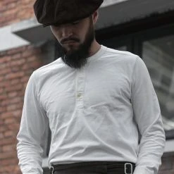 Bronson Vintage Long Sleeve Henley T-Shirt - White 19 Bronson Vintage Long Sleeve Henley T-Shirt - White