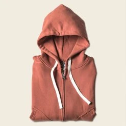 Non Stock TOPS 17.5 Oz Terry Cloth Zip-Up Hoodie - Brick Red