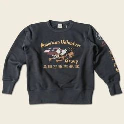 Non Stock Flying Tigers Military Print Sweatshirt - Black TOPS