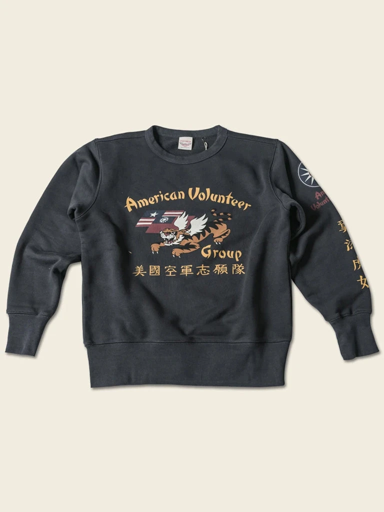 Non Stock Flying Tigers Military Print Sweatshirt - Black TOPS 1 Non Stock Flying Tigers Military Print Sweatshirt - Black TOPS