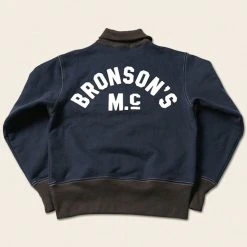 Bronson 1920s Drinking Team Motorcycle Racing Sweatshirt - Navy