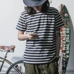 Bronson Breton Stripe T-Shirt - Navy/White