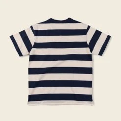 Non Stock NEW ARRIVALS Heavyweight Cotton Wide Striped T-Shirt - Blue/White