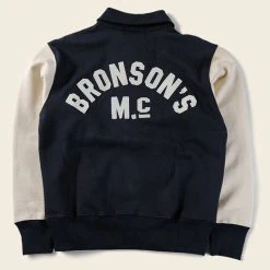 Bronson TOPS Motorcycle Turtle Zip Jersey Overweight Sweater - Black