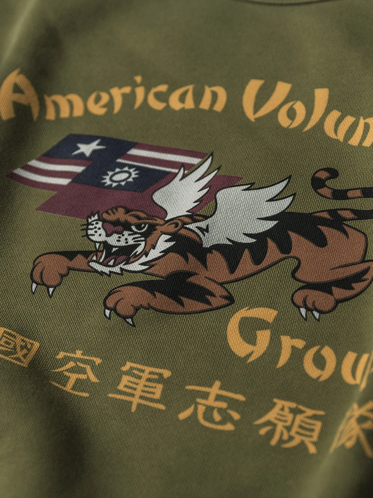 Non Stock Flying Tigers Military Print Sweatshirt - Olive 11 Non Stock Flying Tigers Military Print Sweatshirt - Olive