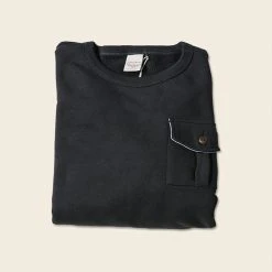 Non Stock 17.5 Oz Terry Cloth Military Pocket Sweatshirt - Black TOPS