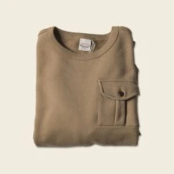 Non Stock TOPS 17.5 Oz Terry Cloth Military Pocket Sweatshirt - Khaki